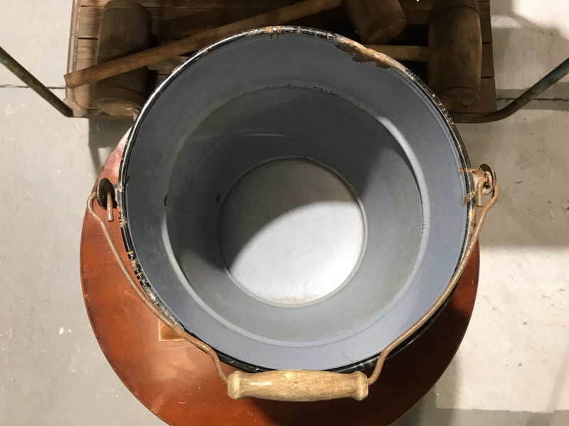 Vintage  European Enamel Water Bucket  #3403