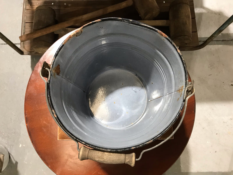 Vintage  European Enamel Water Bucket  #3404