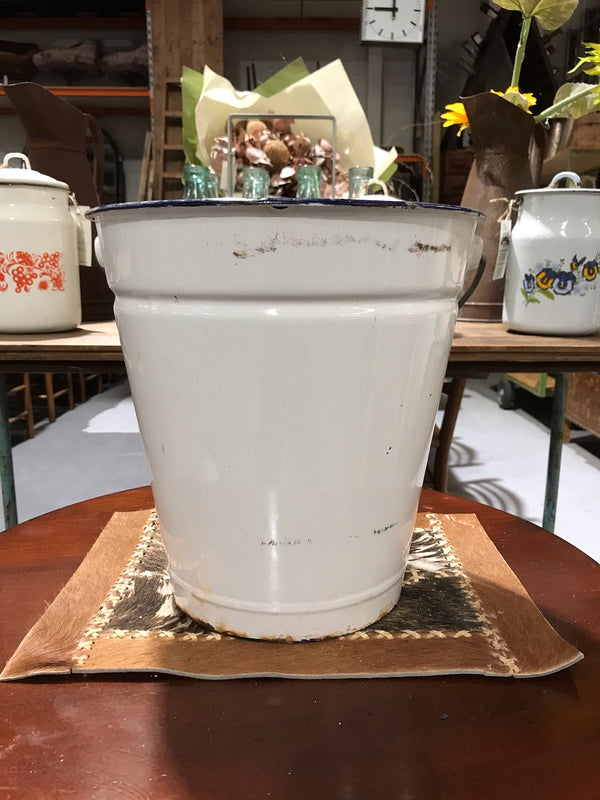 Vintage  European Enamel Water Bucket  #3405