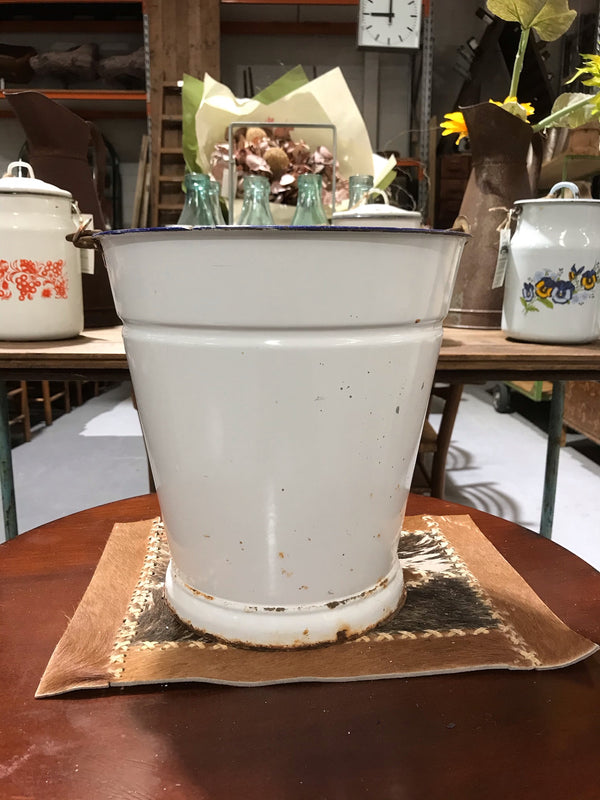 Vintage  European Enamel Water Bucket  #3406