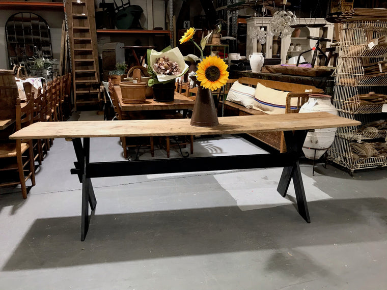 Vintage European Rustic Tressle  Table   #3419/3 Byron