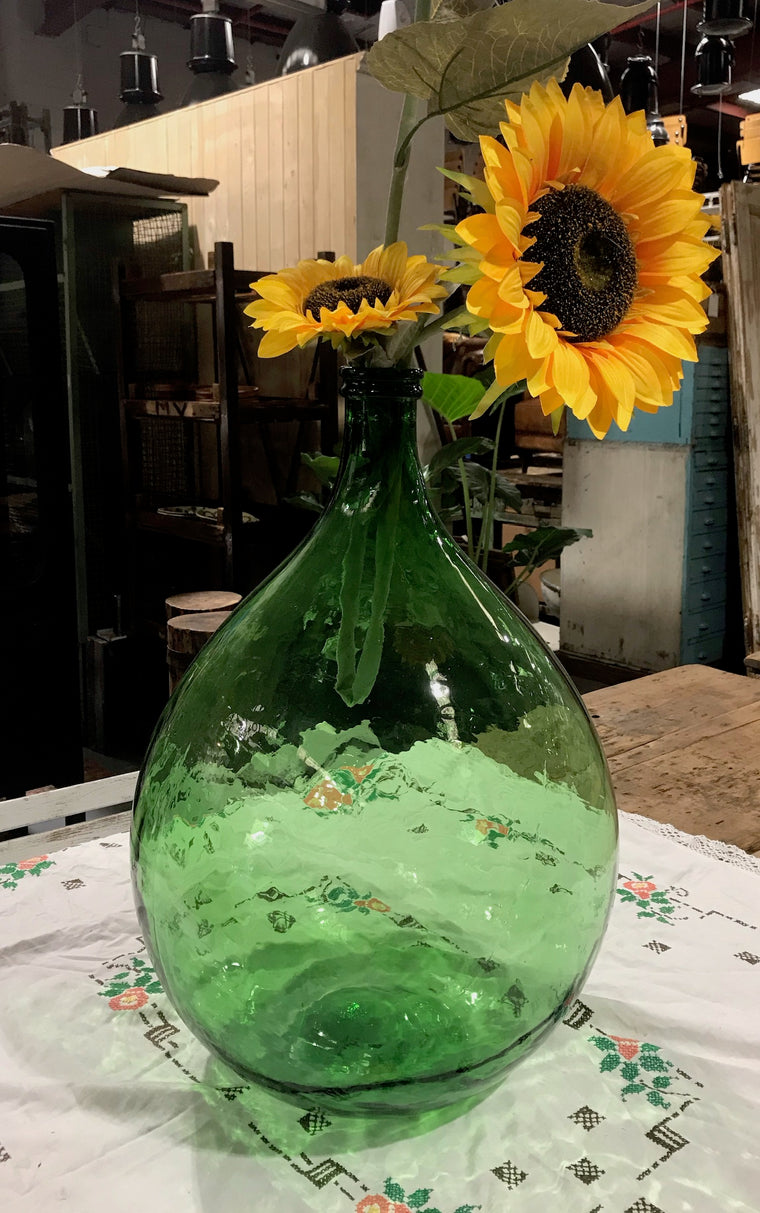 Vintage  Green  Demijohn Bottle #3421/ 2