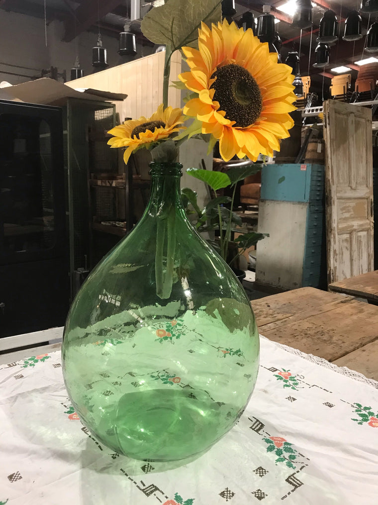 Vintage  Green  Demijohn Bottle #3421/ 3