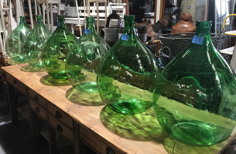 Vintage  Green  Demijohn Bottle #3421/ 1