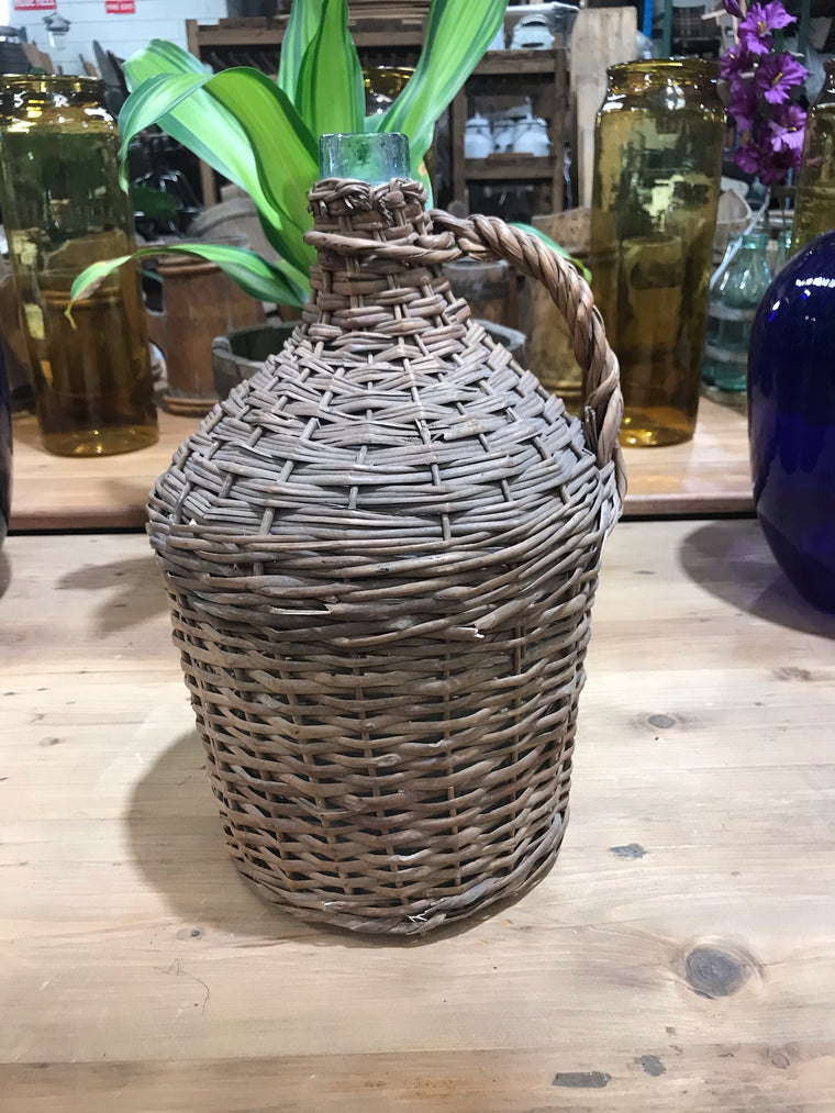 Vintage European Wicker Wine Demijohn Bottle  #3423/ 1