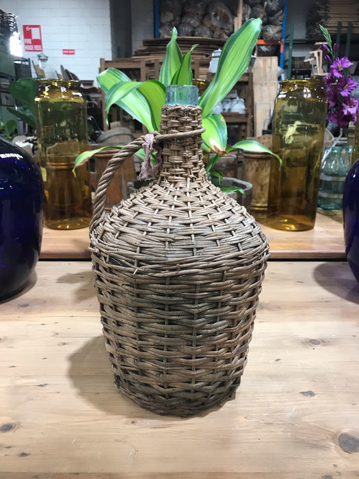 Vintage European Wicker Wine Demijohn Bottle  #3423/ 2