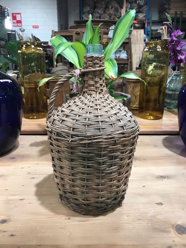 Vintage European Wicker Wine Demijohn Bottle  #3423/ 2
