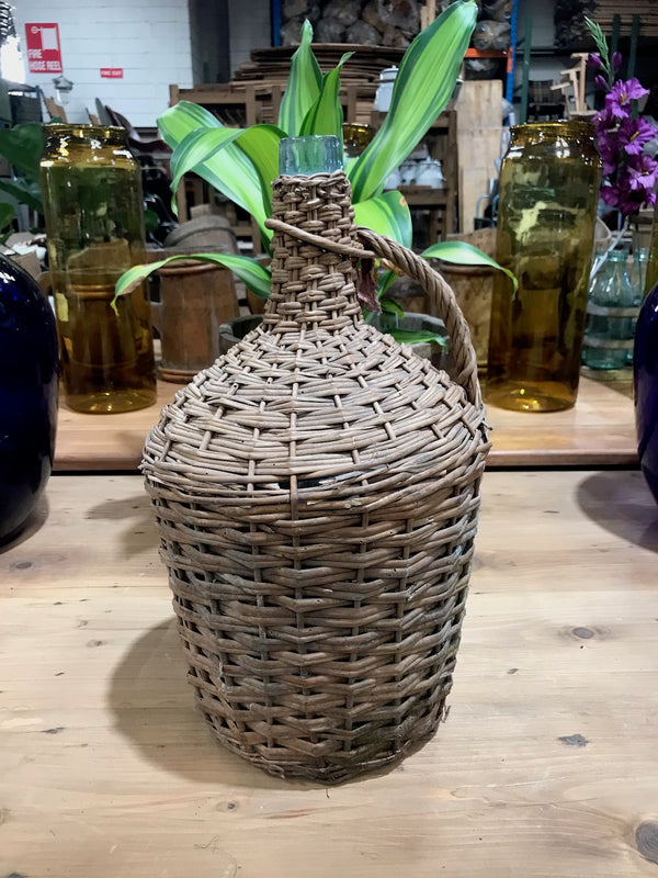 Vintage European Wicker Wine Demijohn Bottle  #3423/ 2