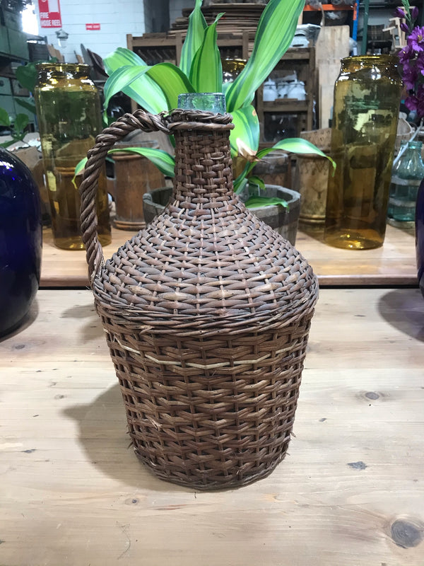 Vintage European Wicker Wine Demijohn Bottle  #3423/ 3