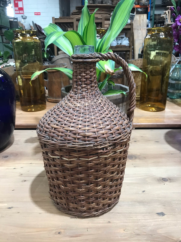 Vintage European Wicker Wine Demijohn Bottle  #3423/ 3