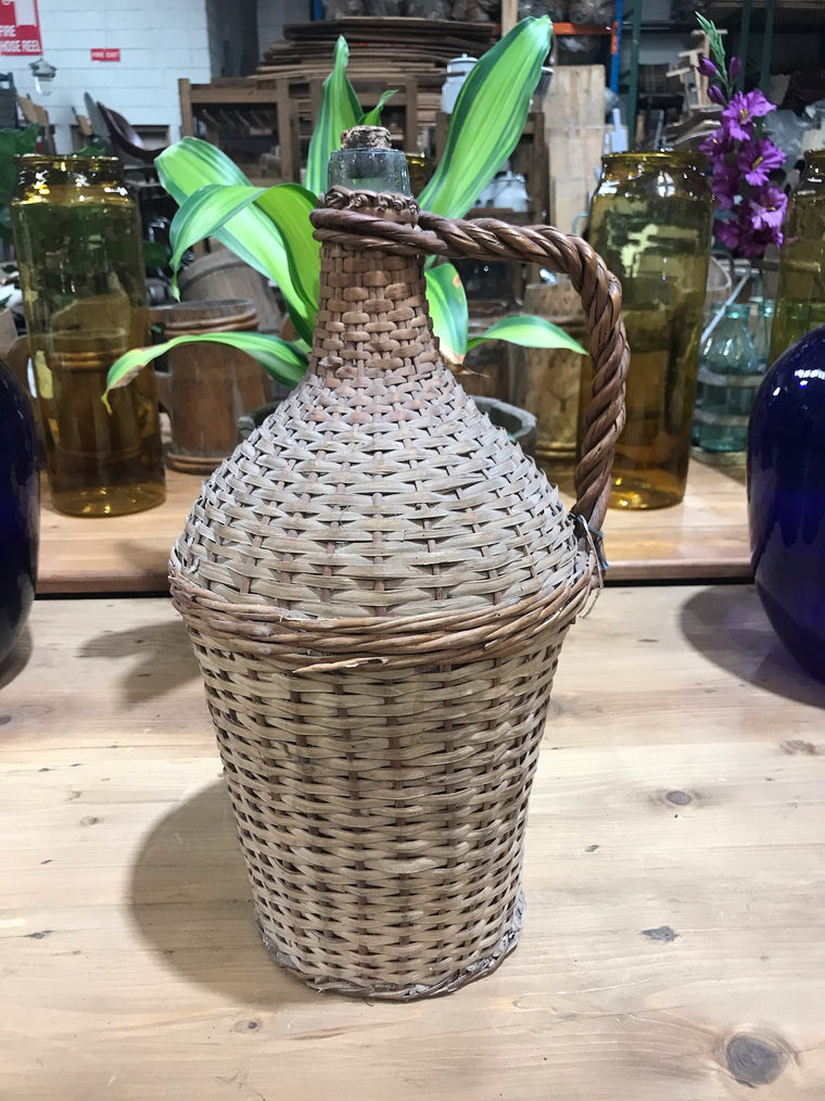 Vintage European Wicker Wine Demijohn Bottle  #3423/ 4