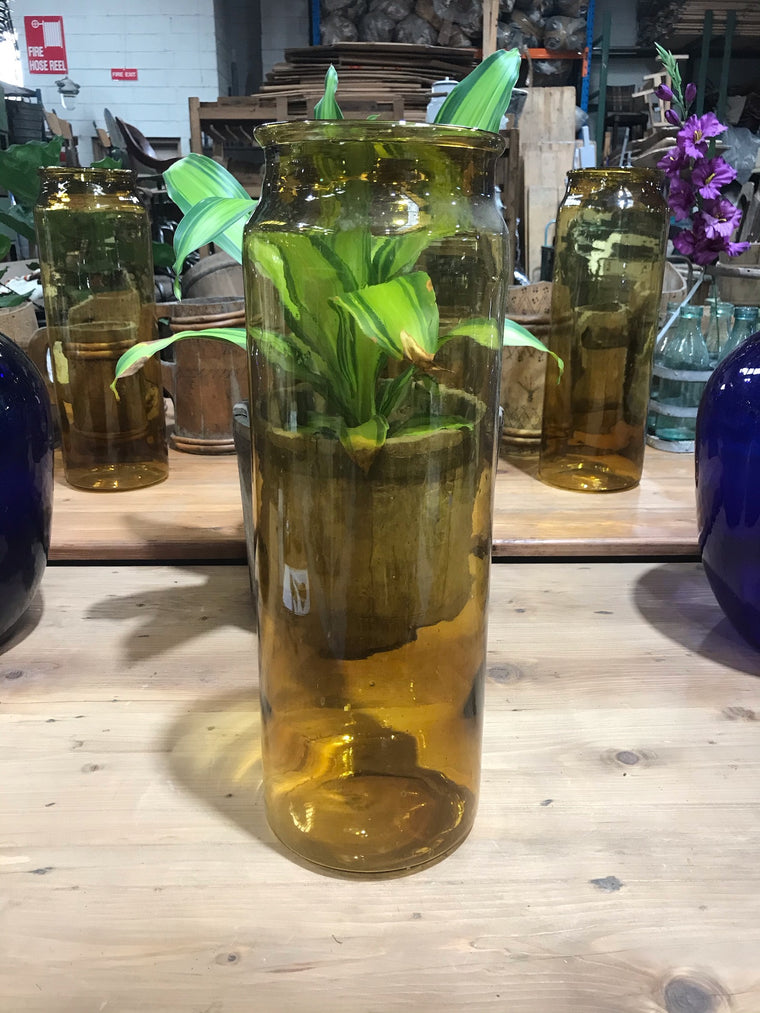 Vintage European Amber Glass Vase #3424