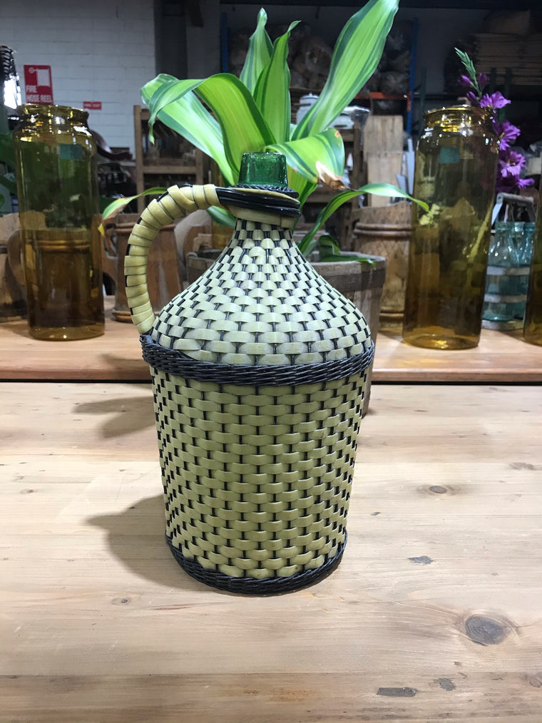 Vintage European Plastic Wicker  Wine Demijohn Bottle  #3440/ 1