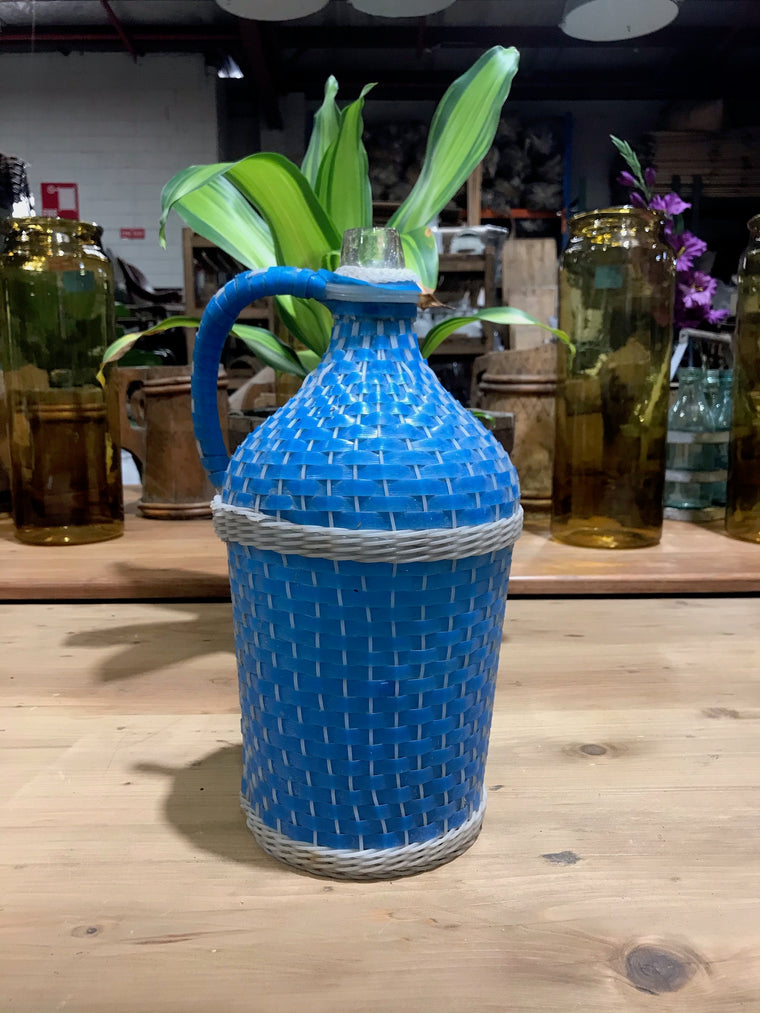 Vintage European Plastic Wicker Wine Demijohn Bottle  #3440/ 2