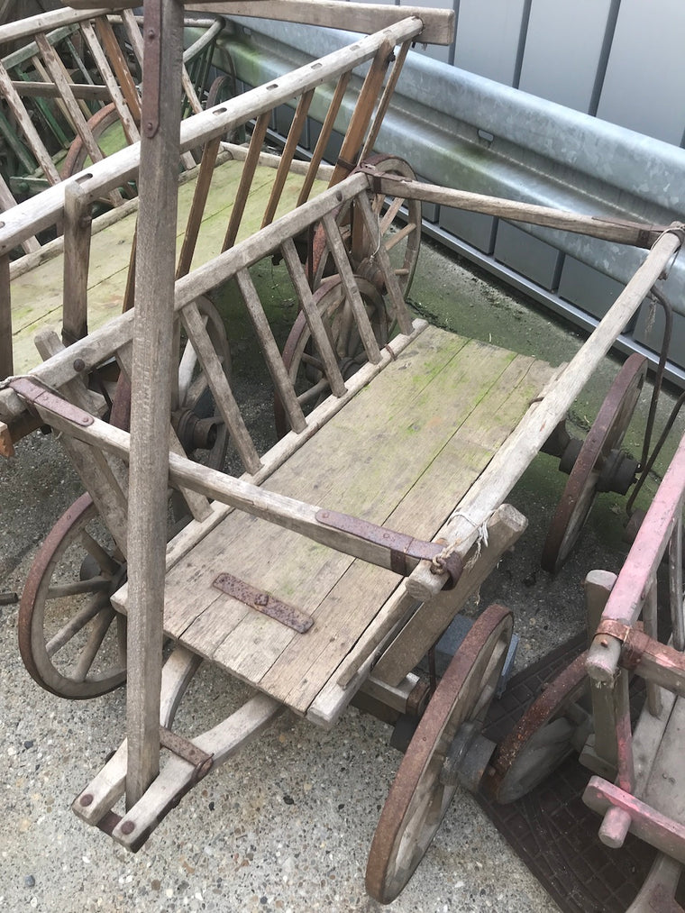 Vintage industrial European wooden pumpkin cart #2207