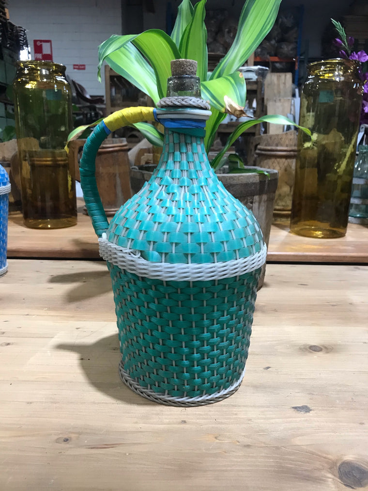 Copy of Vintage European Plastic Wicker Wine Demijohn Bottle  #3440/ 3