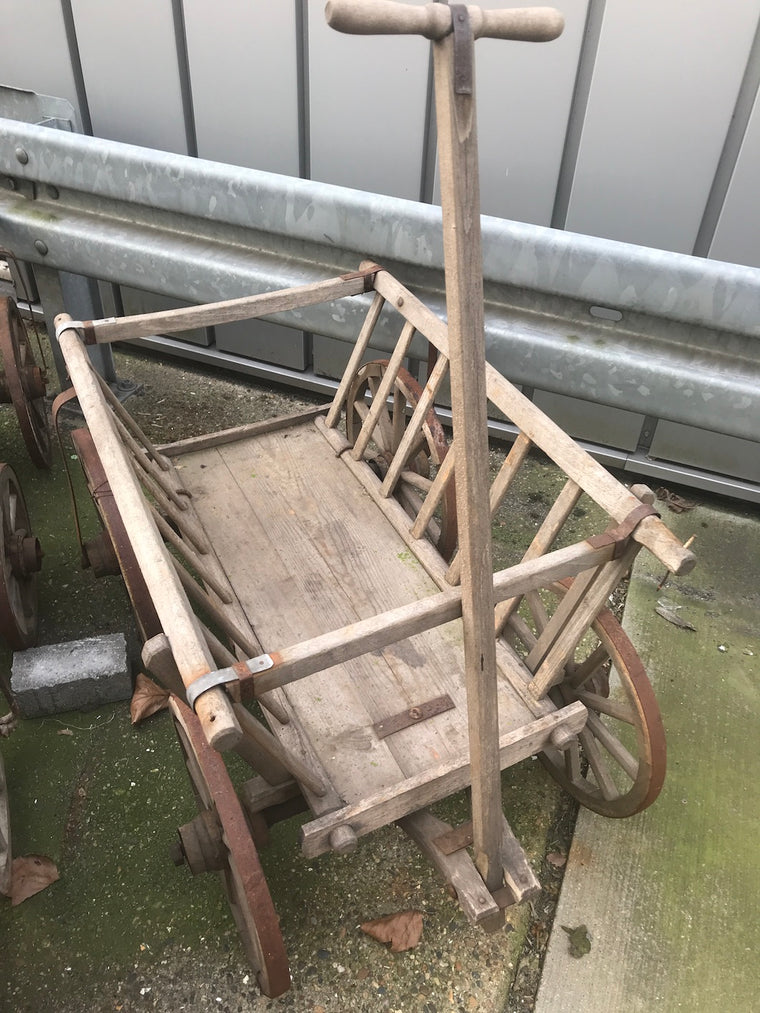 Vintage industrial European wooden pumpkin cart #2206