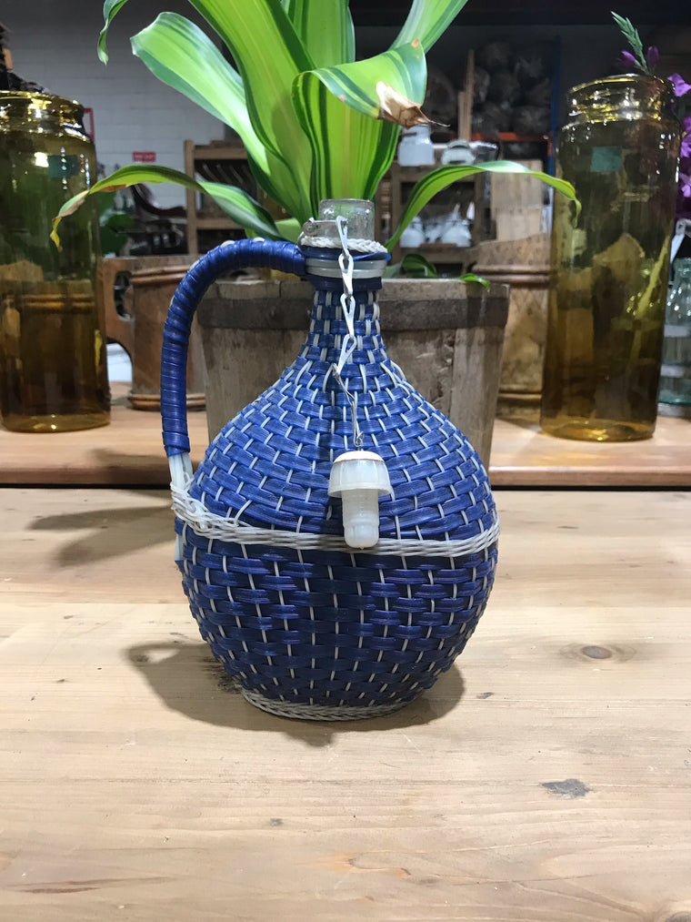 Vintage European Plastic Wicker  Wine Demijohn Bottle  #3440/ 4