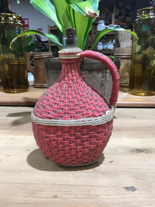 Vintage European Plastic Wicker  Wine Demijohn Bottle  #3440/ 5