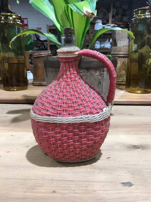 Vintage European Plastic Wicker  Wine Demijohn Bottle  #3440/ 5