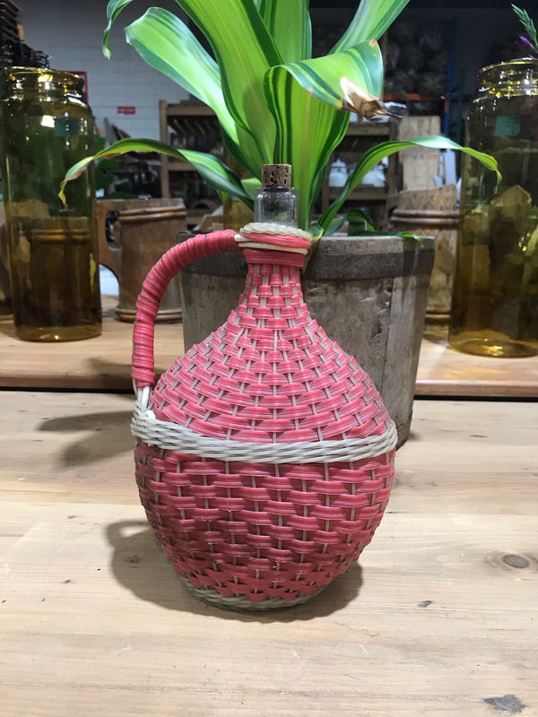 Vintage European Plastic Wicker  Wine Demijohn Bottle  #3440/ 5