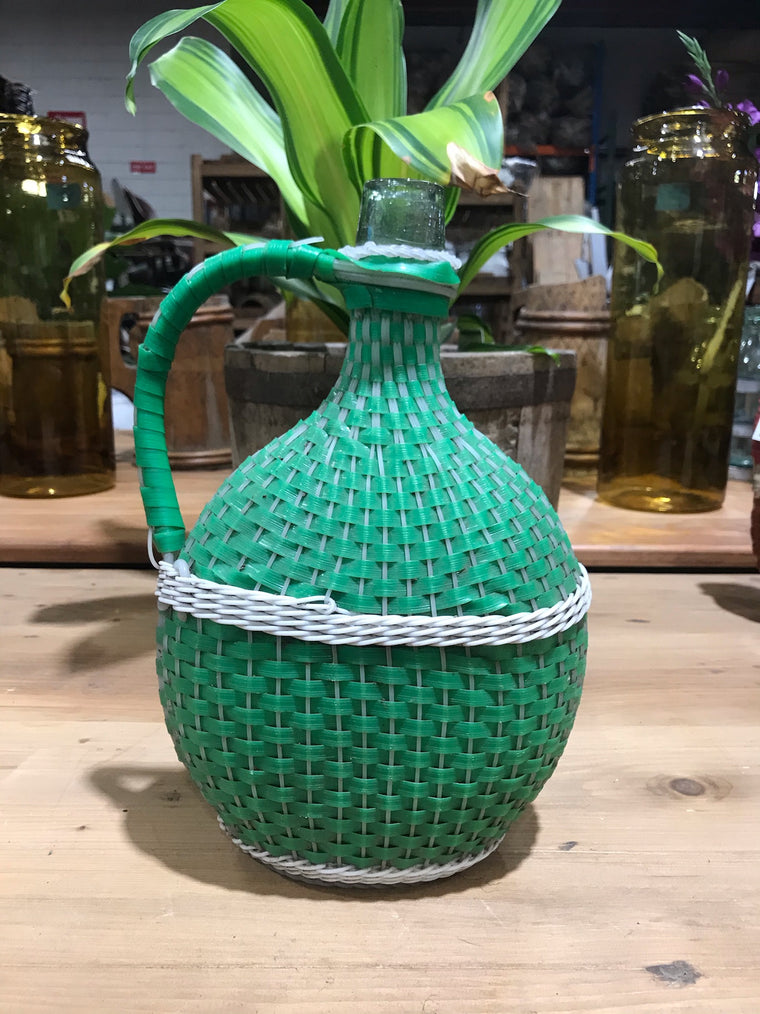 Vintage European Plastic Wicker  Wine Demijohn Bottle  #3440/ 6