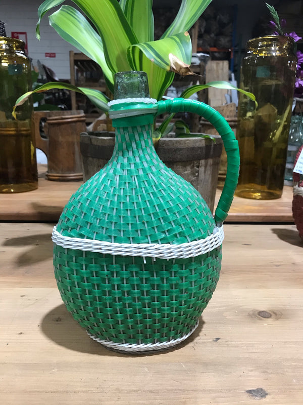 Vintage European Plastic Wicker  Wine Demijohn Bottle  #3440/ 6