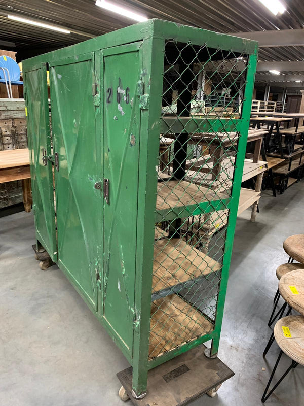 Vintage  Dutch metal mesh wire locker cabinet #2718
