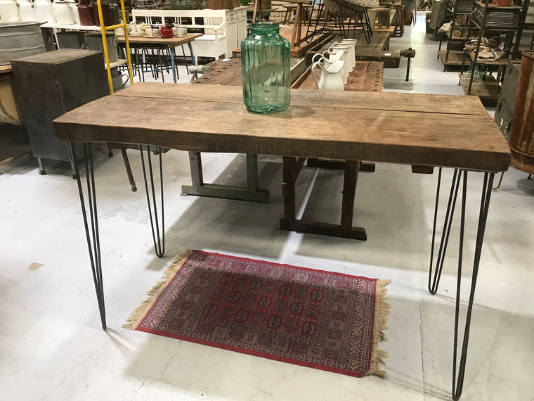 Vintage industrial European wooden hallway bar table table console #2208 high hair pin legs