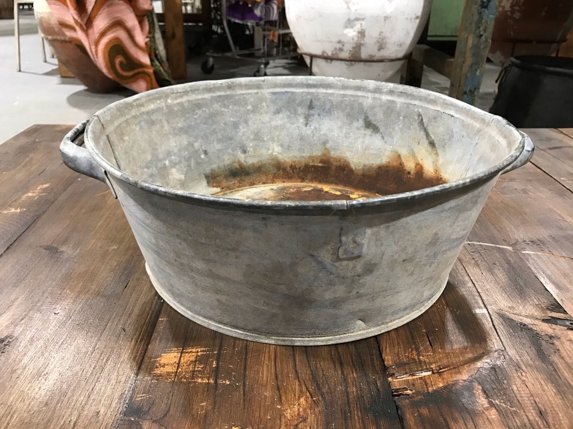 Vintage  European Galvanised Wash Tub # 3452 A