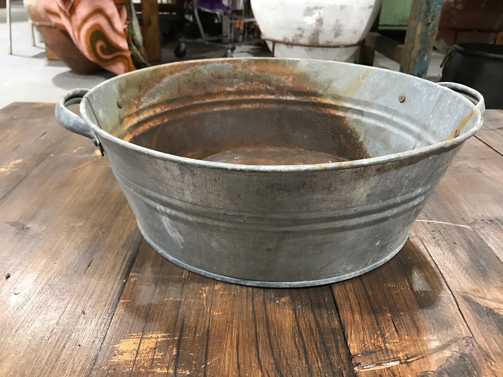 Vintage  European Galvanised Wash Tub # 3452 C