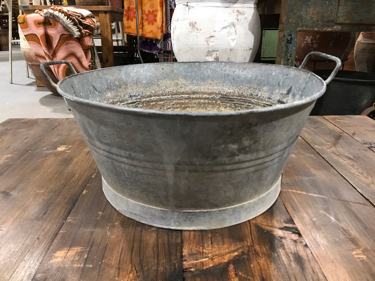 Vintage  European Galvanised Wash Tub # 3452 D