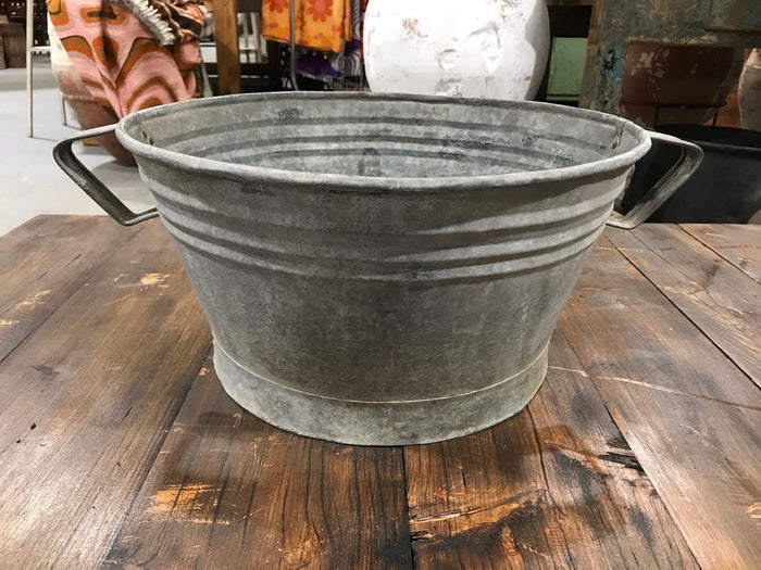 Vintage  European Galvanised Wash Tub # 3452 E