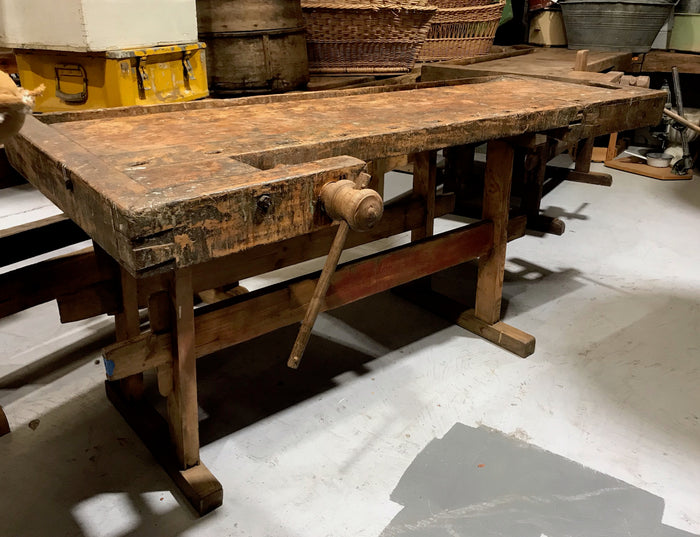 Vintage European Carpenters Workbench 1920s #3454 A