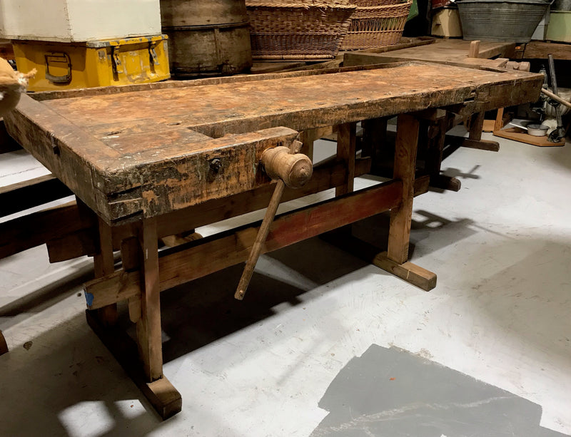 Vintage European Carpenters Workbench 1920s 3454 A Fossil