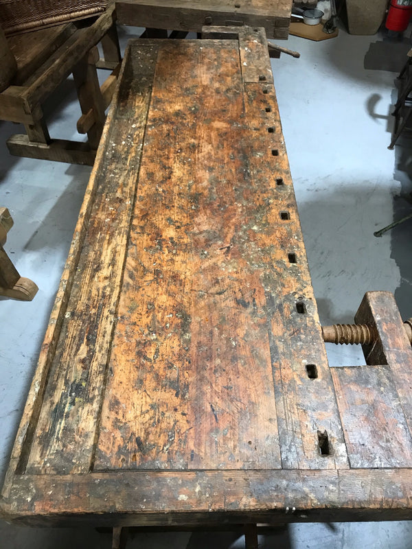 Vintage European Carpenters Workbench 1920s #3454 A