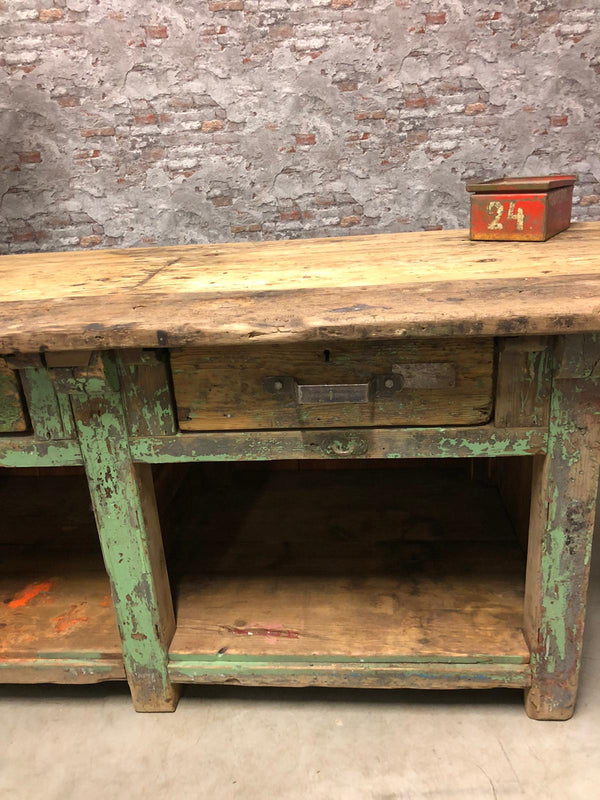 Vintage Industrial European Workbench / Counter/ Kitchen Island  #2725 Byron