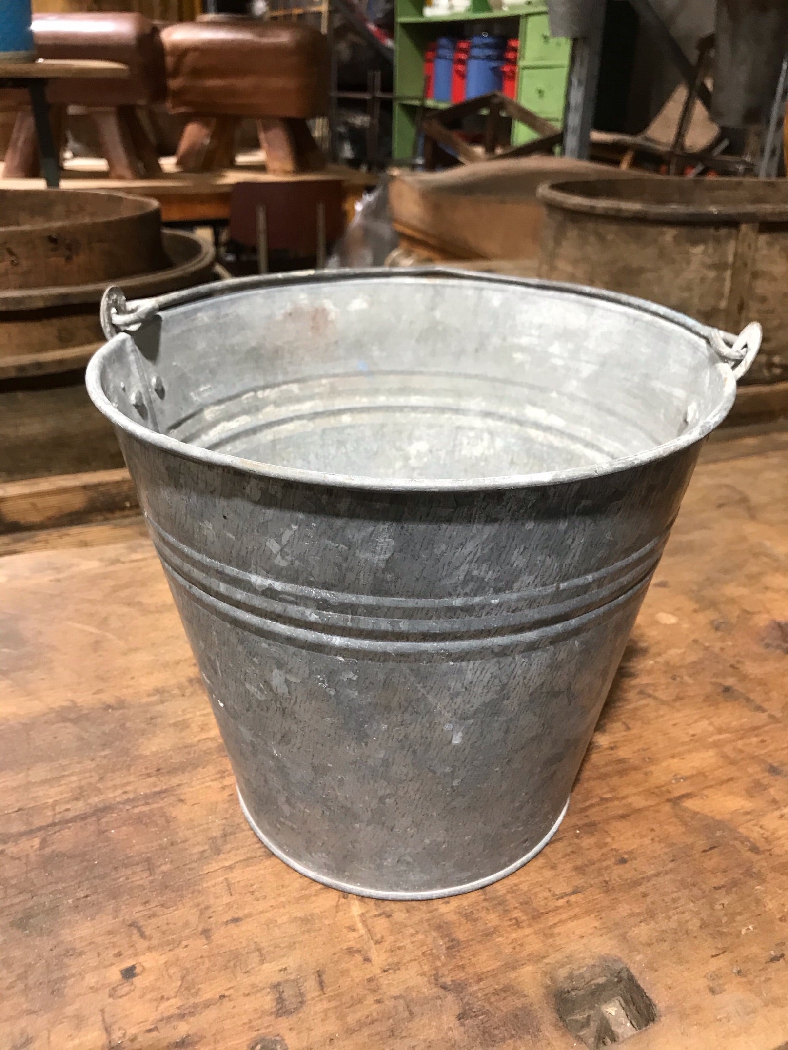 Vintage  European Galvanised  Water Bucket  #3458 A