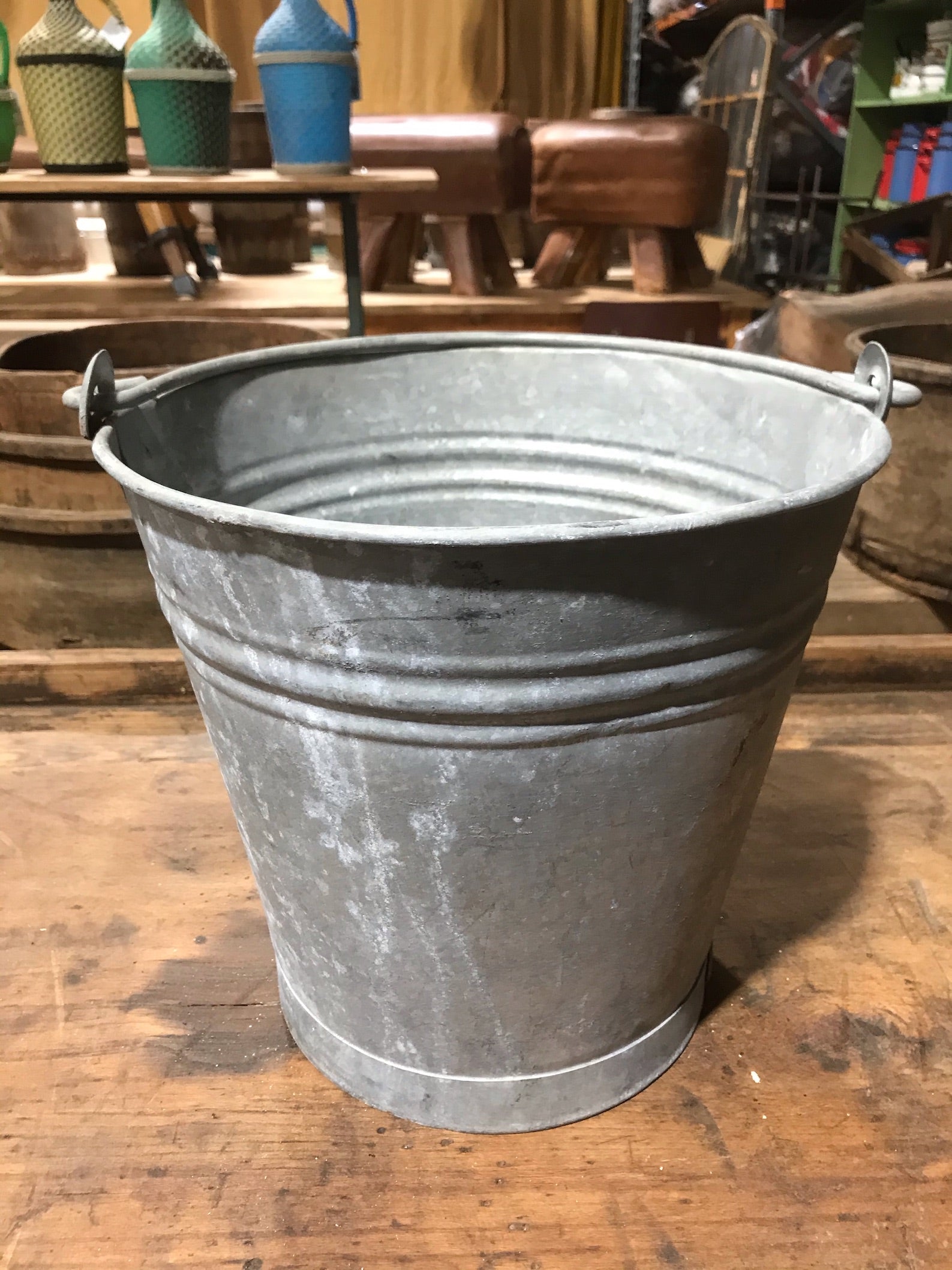 Vintage  European Galvanised  Water Bucket  #3458 D