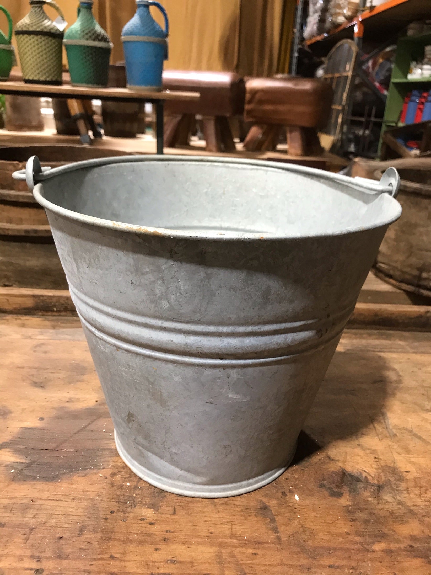 Vintage  European Galvanised  Water Bucket  #3458 E