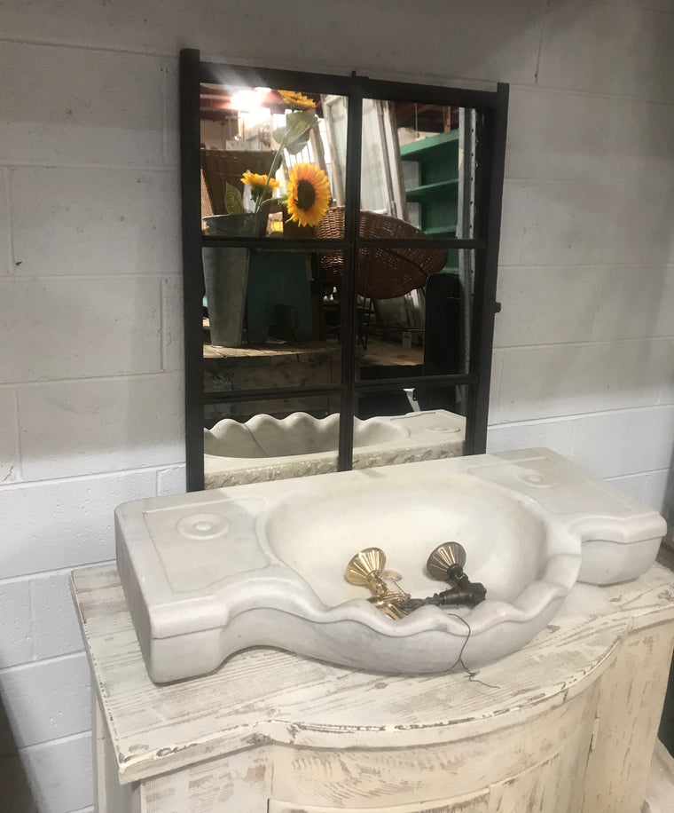 Vintage industrial European cast iron windows mirror #2601
