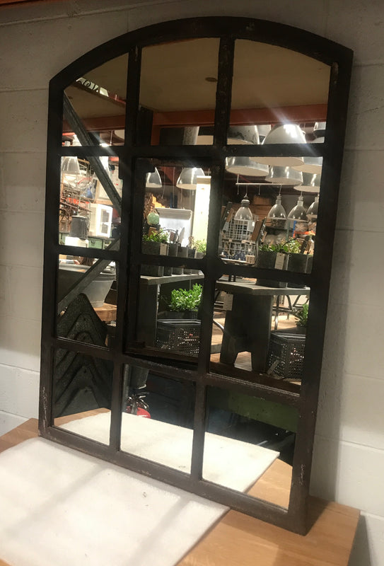 Vintage industrial European cast iron  window mirror # 2602