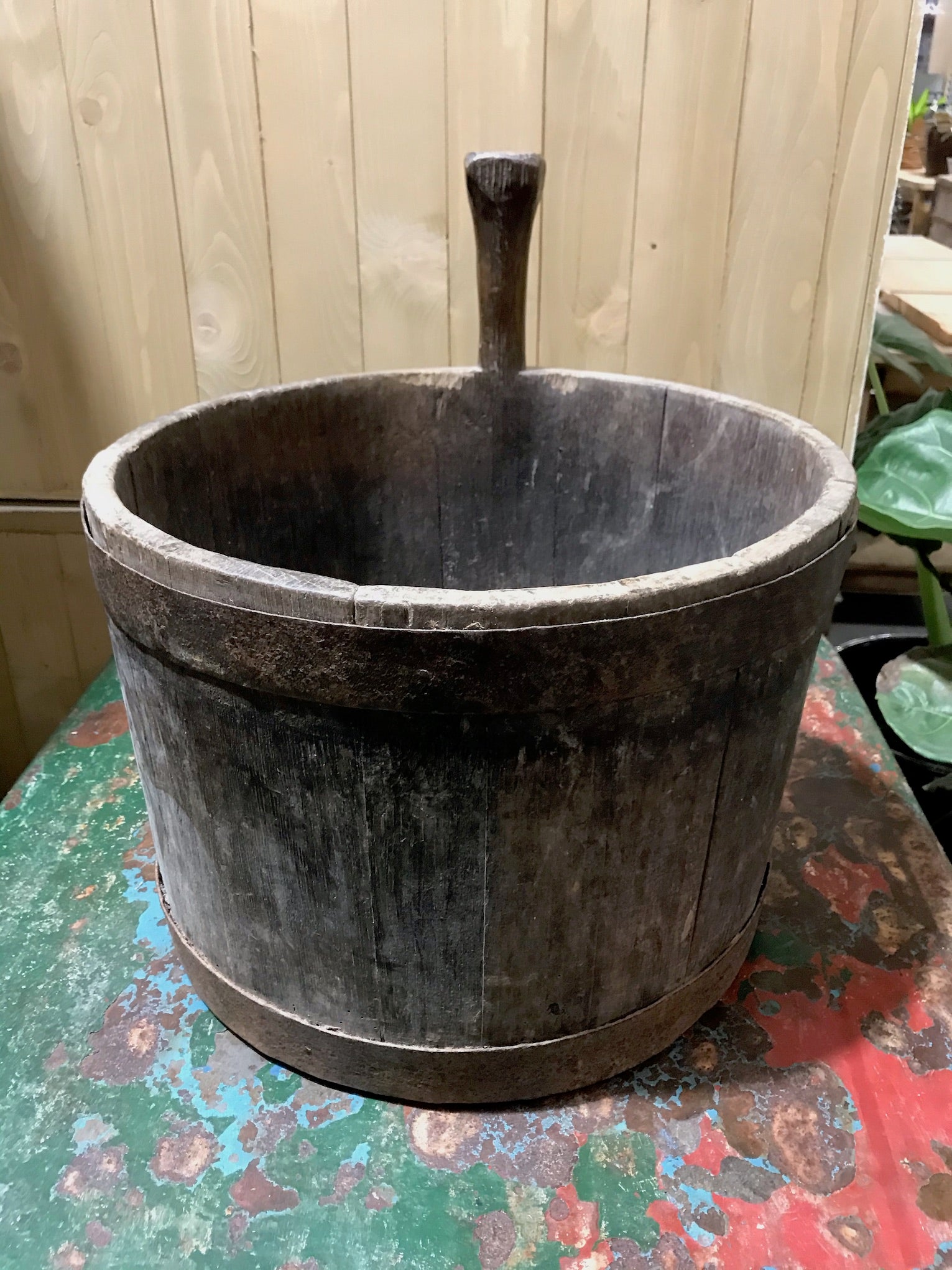 Vintage  European Wooden Bucket #3461 A