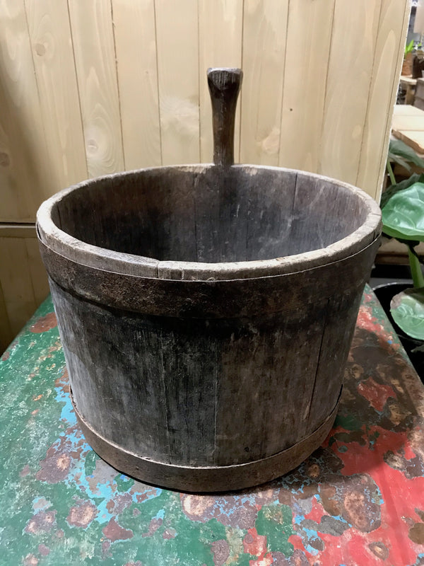 Vintage  European Wooden Bucket #3461 A