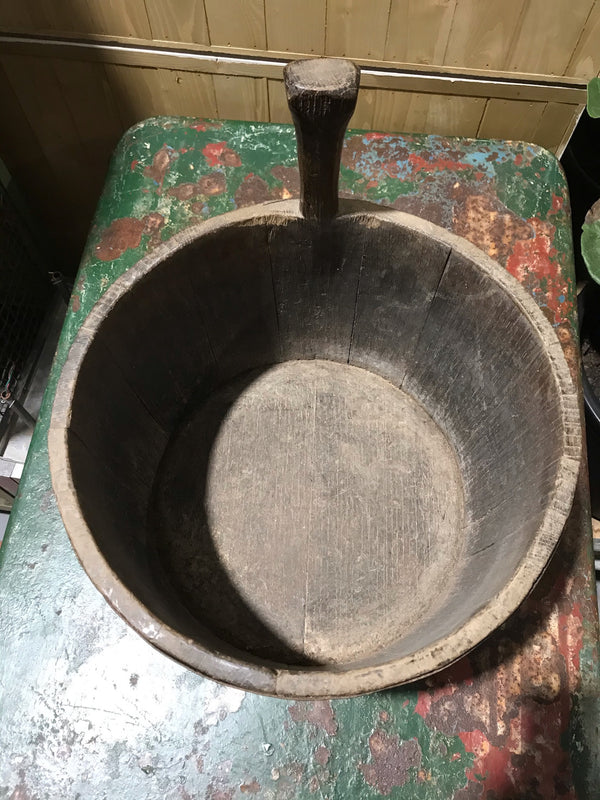 Vintage  European Wooden Bucket #3461 A