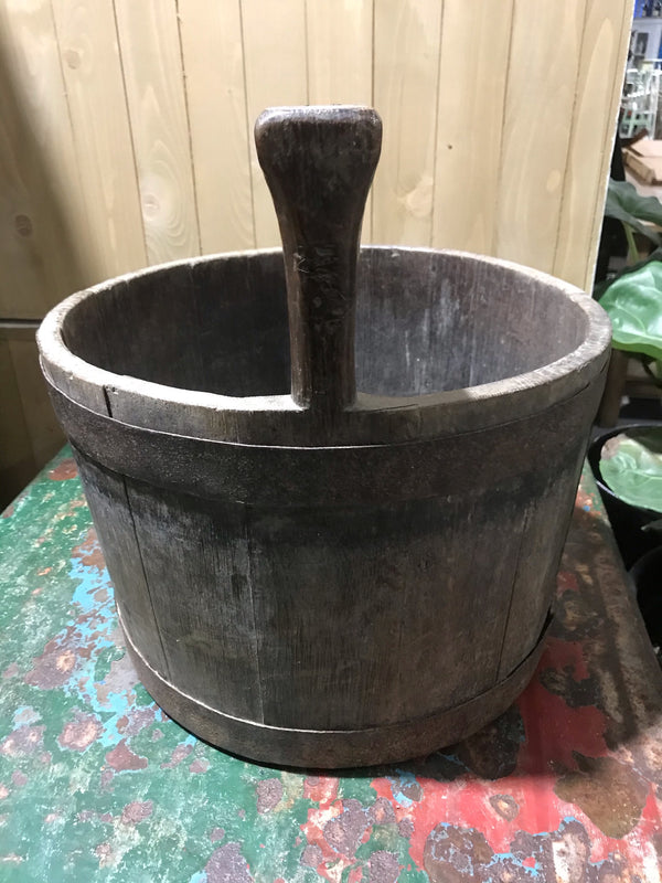 Vintage  European Wooden Bucket #3461 A
