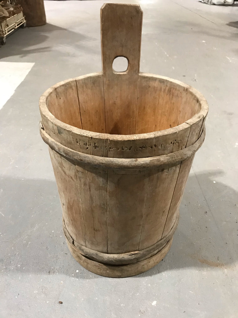 Vintage  European Wooden Bucket #3461 C
