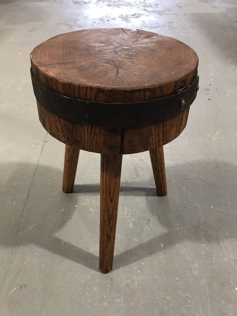 Vintage  European Wooden Block Stool #3462 A