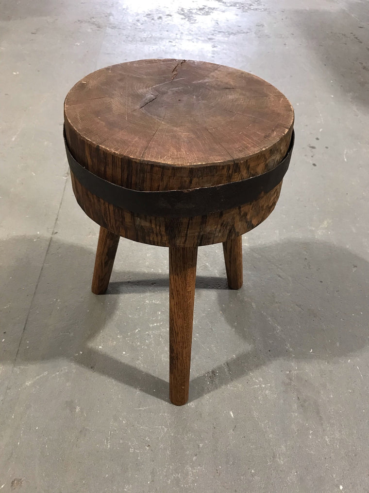 Vintage  European Wooden Block Stool #3462 B