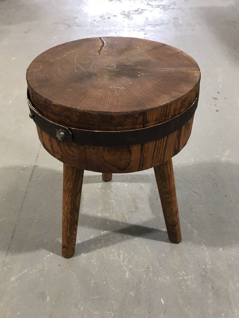 Vintage  European Wooden Block Stool #3462 C